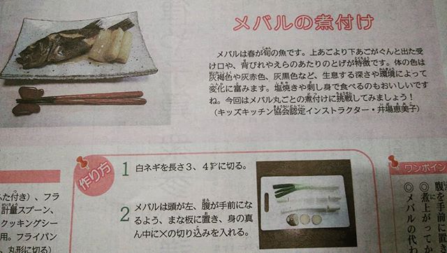 子ども新聞に……煮魚が苦手　料理下手　食べるは大好き！ガンバってみるぅ#福山神辺#魚料理苦手